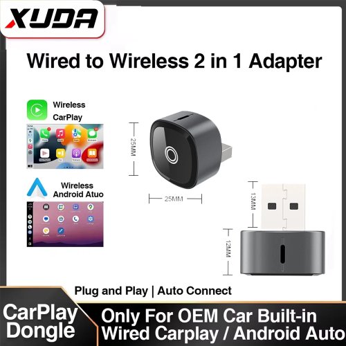 XUDA 2 в 1 беспроводной адаптер CarPlay и Android Auto — AI Smart Box для VW, Toyota, Nissan, Honda, Ford, Mercedes