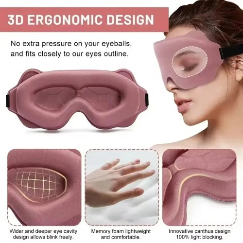 3D Kontur-Augenmaske – lichtdichte Schlafmaske, leicht und bequem, ideal als Reise-Augenschutz