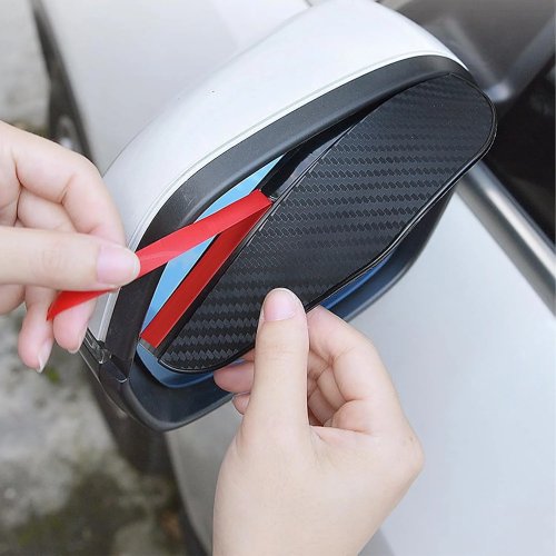 2pcs Universal Side Mirror Rain Guards / Visors — Waterproof Plastic, Black, Fits Cars, Trucks & SUVs