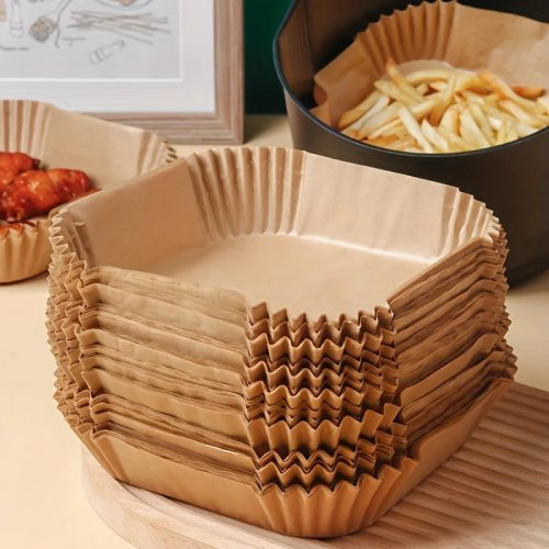 50-Pack Non-Stick Parchment Liners for Air Fryer & Microwave — Disposable baking sheets, easy to separate and clean