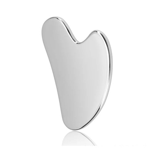 Gua Sha stainless bentuk hati untuk wajah, leher & tubuh – Alat pijat metal perawatan kulit anti-penuaan