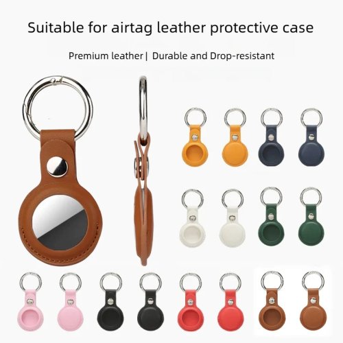 PU-lederen hoes voor AirTag — metalen hanger beschermhoes, waterdicht, tracker-accessoire voor bagage, anti-verlies sleutelhanger