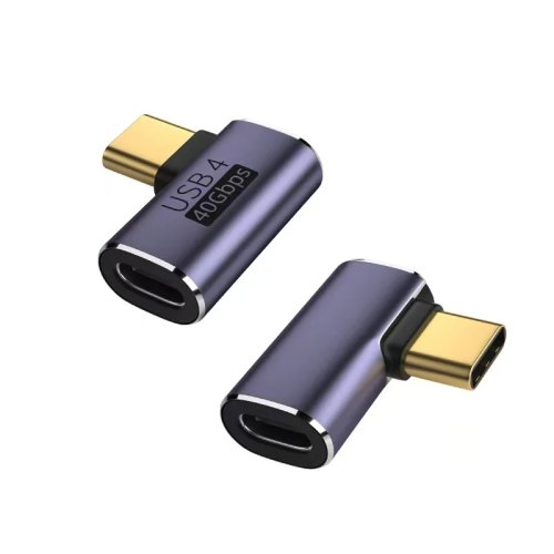 USB4.0 USB-C Male-to-Female Adapter, PD 100W Fast Charging, 40Gbps Data, 8K@60Hz Video, OTG, Right‑angle / U‑shape Connector for MacBook & Laptops
