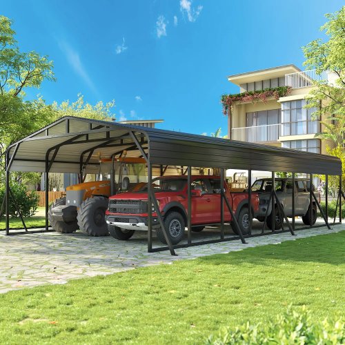 Mái che ô tô Polar Aurora 6,1×12,2 m (20x40 ft) — Thép mạ kẽm chịu lực, đế gia cố, mái che di động tự đứng cho ô tô, xe tải, xe cắm trại