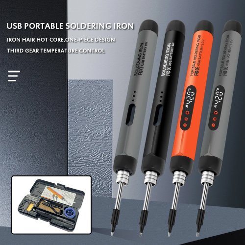 USB-C 충전식 미니 인두기 800mAh 배터리, 온도조절 가능, 휴대용 인두기 세트
