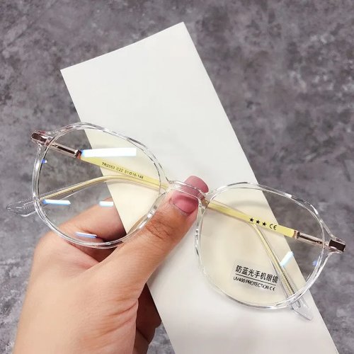 Transparente runde Computerbrille Unisex – Blaulichtfilter, optisches Gestell mit klaren Gläsern