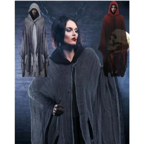 Halloween Kapuzenumhang – Hexe/Skelett/Geist/Zombie Kostüm-Cape, Unisex für Damen und Herren