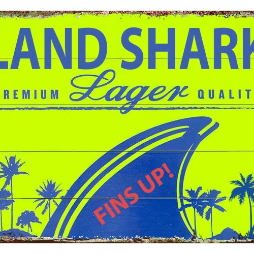 Biển thiếc cổ điển Landshark Beer – Trang trí tường cho bar / man cave, 20×30 cm (8×12 in)