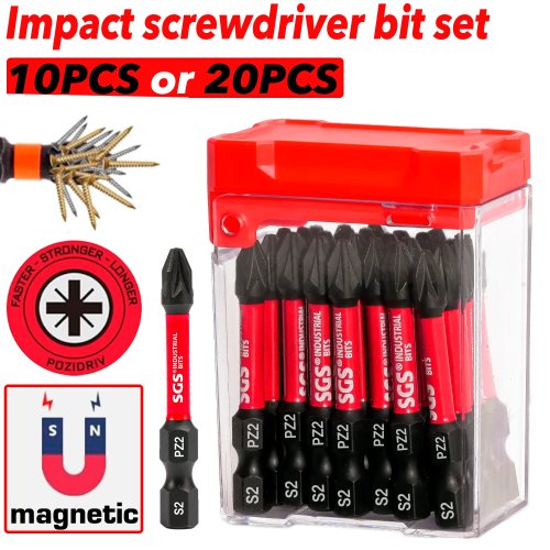 10/20er Set PZ2-Bits 50 mm, S2-Stahl, magnetisch, schlagfest, gehärtete Anti-Rutsch-Spitze – für Heimwerker/ Renovierung