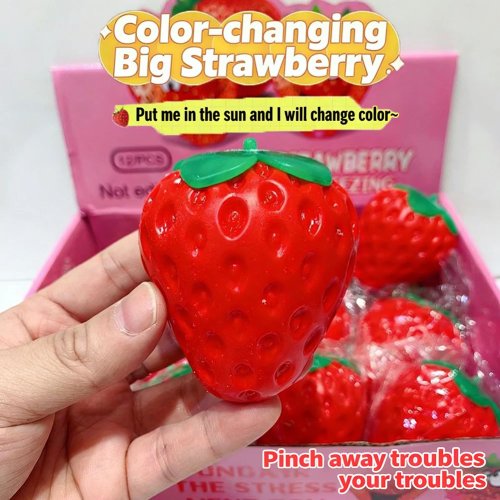Slow-rising Strawberry Squishy Stress Relief Toy — Soft squeeze for kids & adults, portable for desk, car & travel