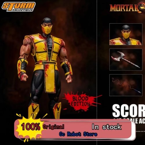 Action figure 1/12 Storm Collectibles Mortal Kombat Scorpion V2 - Yellow Ninja (Blood Version) - con scatola originale