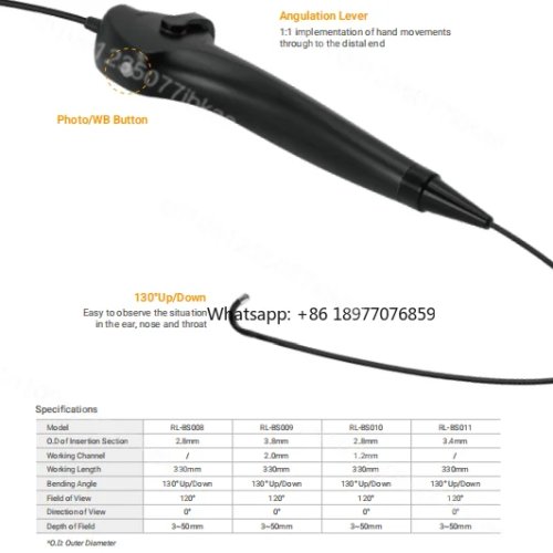 Disposable USB Portable ENT Endoscope — Flexible Video Nasopharyngoscope Ø 3.8mm / 2.8mm with 1.2mm Working Channel