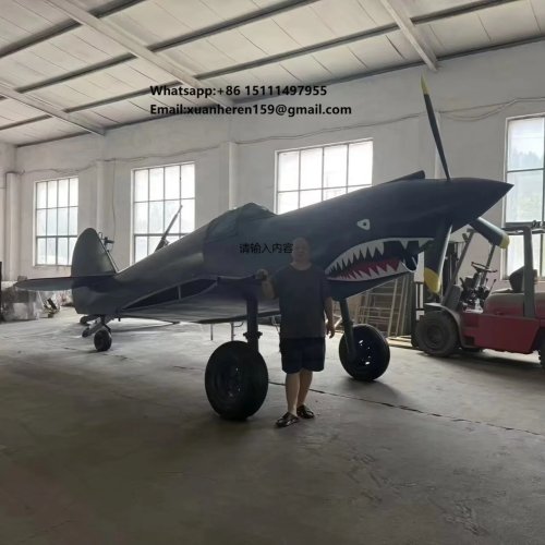 Custom large stainless steel aircraft sculpture — realistic metal model display, various models