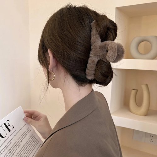 Molans Pinza de Pelo Grande de Felpa (Tiburón/Cangrejo) – clip suave para mujer, accesorio otoño/invierno