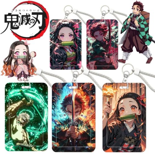 Demon Slayer (Kimetsu no Yaiba) Tanjiro & Nezuko Slide-Out Student ID Card Holder — Printed Anime Card Sleeve, Protective Cover