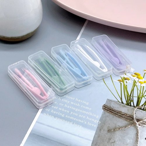Kit para lentes de contacto — aplicador y removedor con pinzas y palito de succión, estuche transparente portátil (colores)