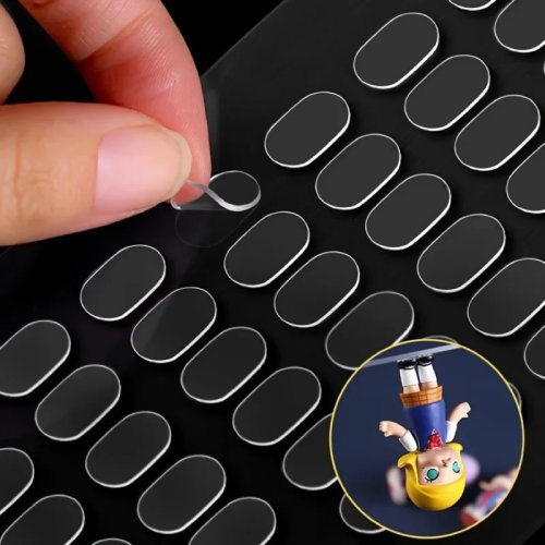 200 pastilles adhésives transparentes double-face — Sans trace, antidérapantes pour DIY et déco de maquettes auto