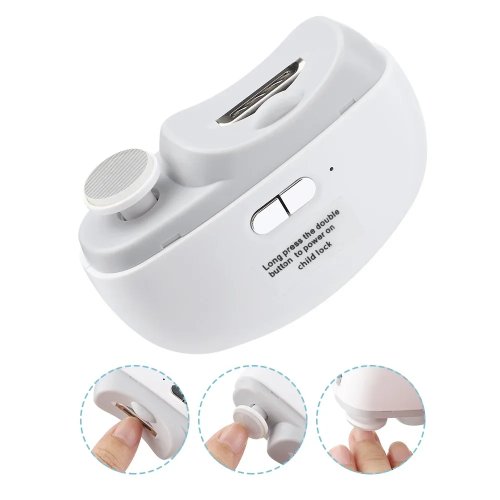 Aparador de unhas elétrico para bebé e adulto, limador recarregável 2 velocidades com luz LED — ferramenta de manicure 2 em 1 (lixar e polir)