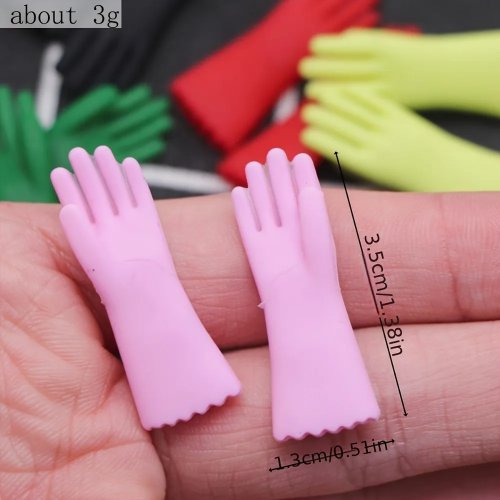 Sarung tangan pembersih miniatur untuk rumah boneka dan peralatan mini pembersih — properti dapur & kamar mandi kecil untuk dekorasi DIY