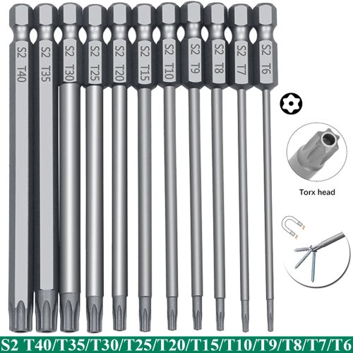 Набор 11 бит Torx security (S2, сталь), магнитные, 50/100 мм — для пылесосов Shark моделей T6–T40