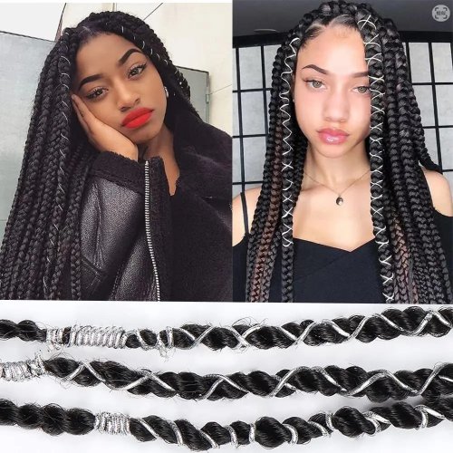 Tali elastis rambut 5m emas/perak untuk mengepang & bando — Anti-selip, aksesoris rambut fashion untuk anak perempuan