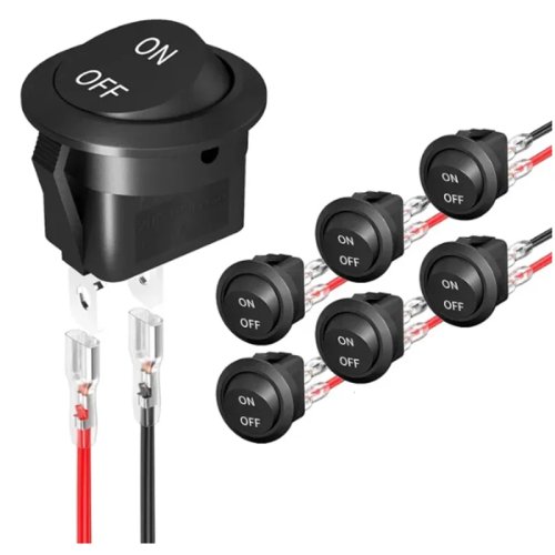 12V 원형 로커 스위치 ON/OFF 2핀 SPST 6A/250V 10A/125V 블랙 차량/보트/RV용