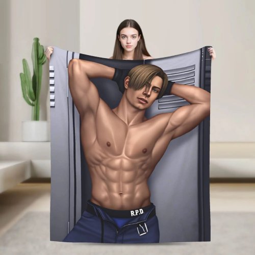 Plaid chaud et douillet «Leon» imprimé poster — couverture déco esthétique pour canapé, lit et camping