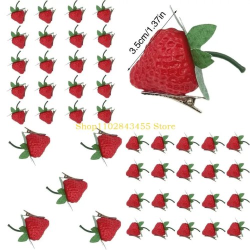 Pinza de pelo con diseño de fresa — accesorio de cabello tema fruta