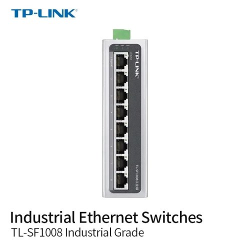 Switch Ethernet industrial TP-Link TL-SF1008 — 8 portas 10/100 Mbps, grau industrial