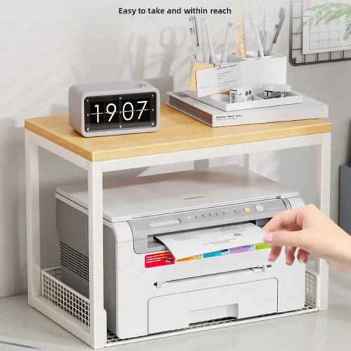 Heavy-Duty Metal Printer Stand with Mobile Storage Cabinet - Printer Cart for Office & Home
