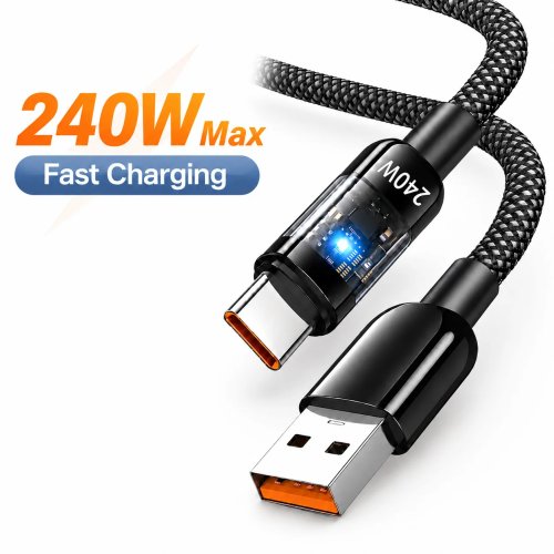 240W USB-C 급속충전 케이블 — USB-A→USB-C & USB-C→USB-C 나일론 꼬임, iPhone 15·Samsung·Xiaomi·Huawei 호환