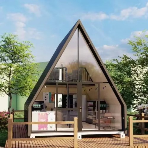 Casa prefabbricata modulare moderna a forma di A, smontabile (casetta)