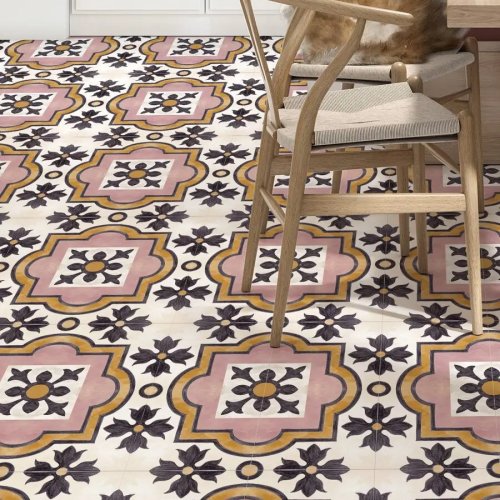 Pack 10 autocolantes de chão espessos, autoadesivos e impermeáveis, padrão de azulejo para sala e quarto