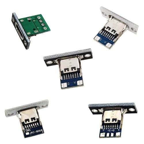Панельний роз'єм USB-C (гніздо) з фіксуючою пластиною та контактними площадками для паяння — для корпусів електроніки