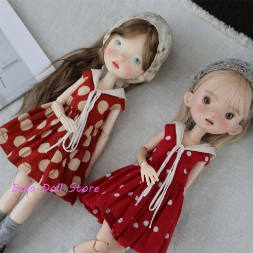 Платье Dula для кукол Blythe/Landoudou/Landazz, подходит для OB22/OB24 — платье с воротником и волнистой юбкой в горошек