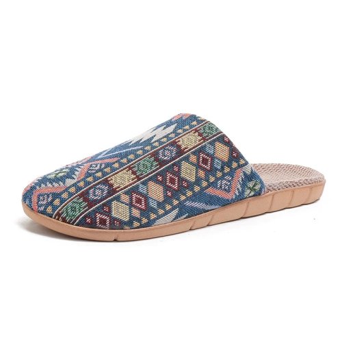 Zapatillas de casa de lino sin cordones para mujer y hombre — ligeras, antideslizantes, sandalias planas cómodas