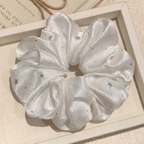 1 szt. Satynowa scrunchie z motywem gwiazd — błyszcząca gumka do włosów dla kobiet, słodki dodatek na co dzień i na imprezę