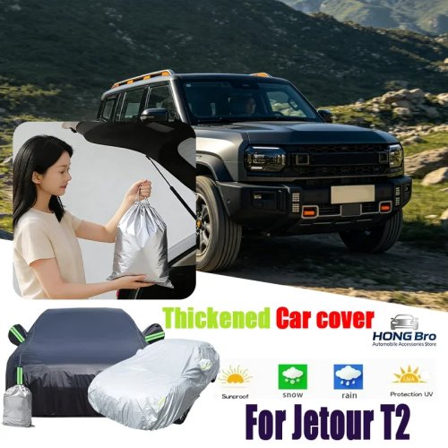 6-in-1 allweather autohoes voor Jetour T2 – waterdicht, sneeuwbestendig, UV- en krasbestendig, volledige buitenbescherming