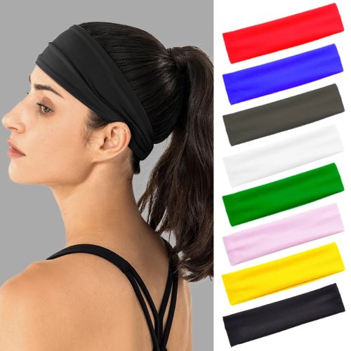 Pack 8 diademas de algodón absorbentes de sudor — colores candy (blanco, rosa, azul, rojo), elásticas, estilo turbante