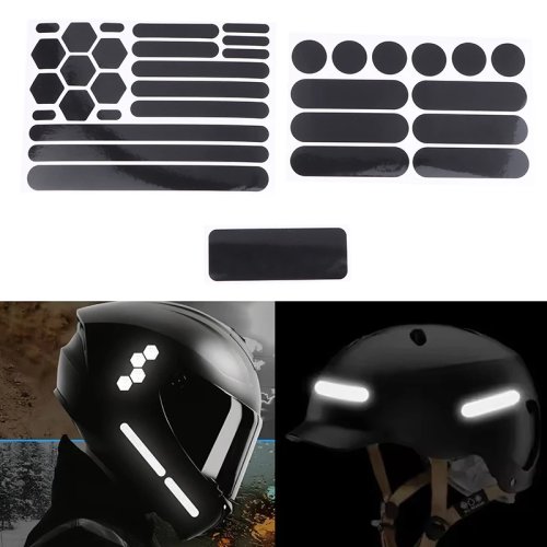 สติ๊กเกอร์สะท้อนแสงสีดำแบบมองไม่เห็น — เทปสะท้อนแสงกาวสำหรับหมวกกันน็อกมอเตอร์ไซค์และจักรยาน