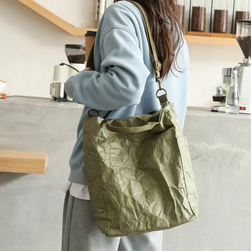Borsa a secchiello plissettata da donna — grande capacità, tracolla/monospalla con manico, casual e versatile