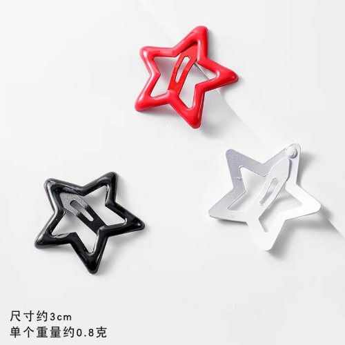 Jepit rambut 'Drip Star' pentagram BB untuk anak perempuan, jepit poni warna-warni gaya princess
