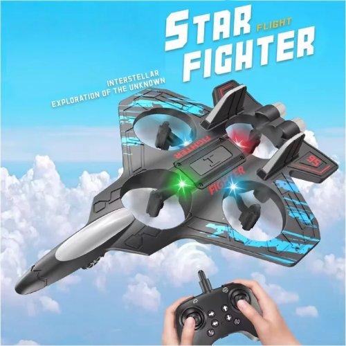 2,4 GHz RC-Schaumflugzeug für Stunts – elektrischer Gleiter mit Kipp-/Tumbling‑Funktion, Schwebemodus und bunten LED‑Lichtern