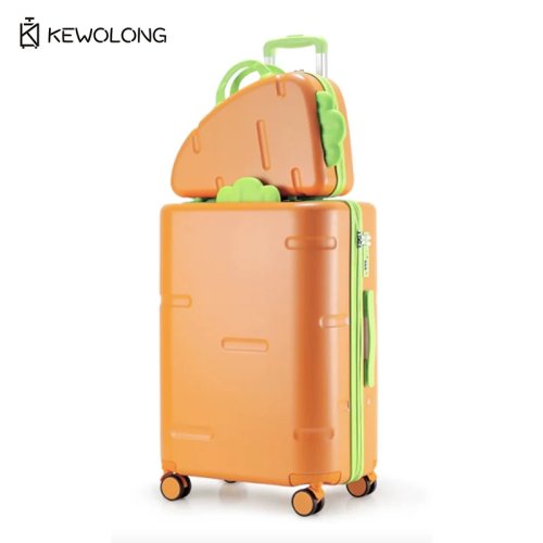 Valise cabine 20/24 pouces motif radis, coque rigide PC légère à 4 roulettes, trousse de toilette assortie