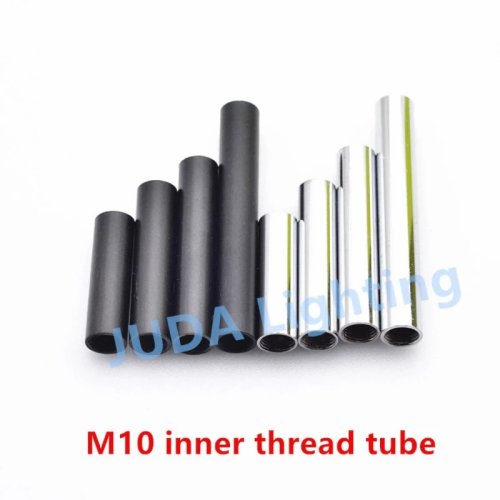 Tubo con filettatura M10 per lampada 10 mm - tubo in ferro finitura cromo nero, accessorio illuminazione
