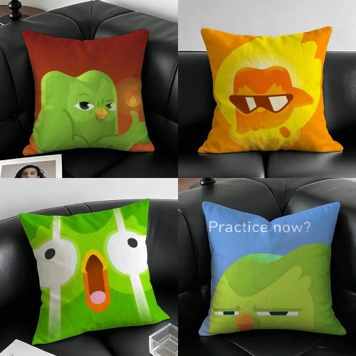 Duolingo Natural Linen Cushion Cover Set — Decorative Pillowcases for Sofa, Bedroom & Chair