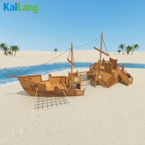 Juego infantil barco pirata de madera personalizado para exteriores - Set de juego para jardín