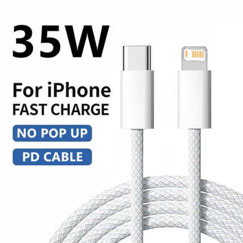 Braided 35W PD USB-C Fast Charge & Data Cable for iPhone — 1m / 2m