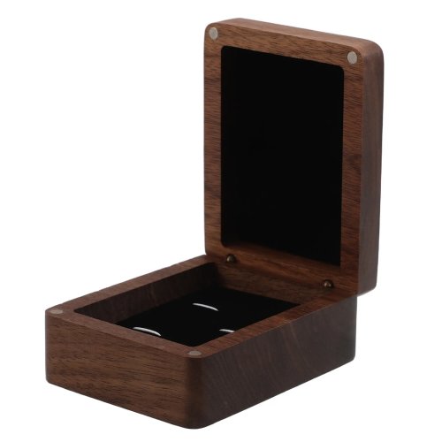 Coffret en noyer noir pour boutons de manchette et pince à cravate — Écrin bijou en bois portable pour homme