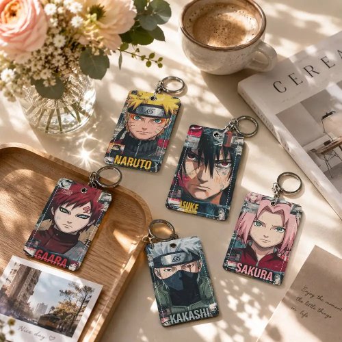 Gantungan Kunci & Tempat Kartu ID Naruto, Kulit PU